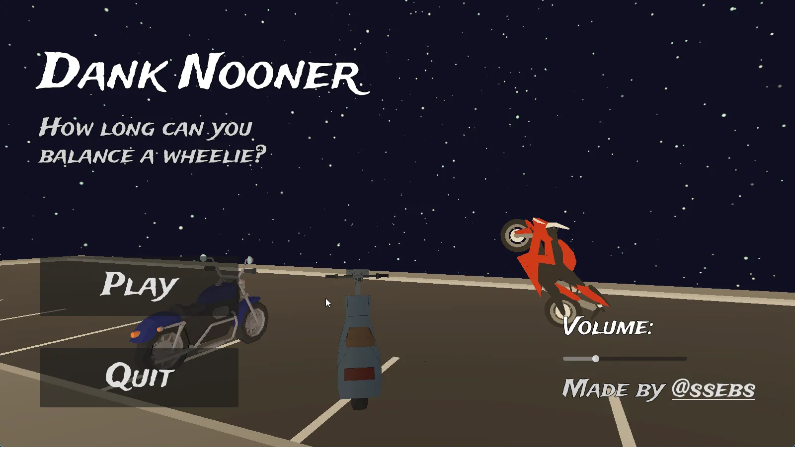 Screenshot of the game in the main menu