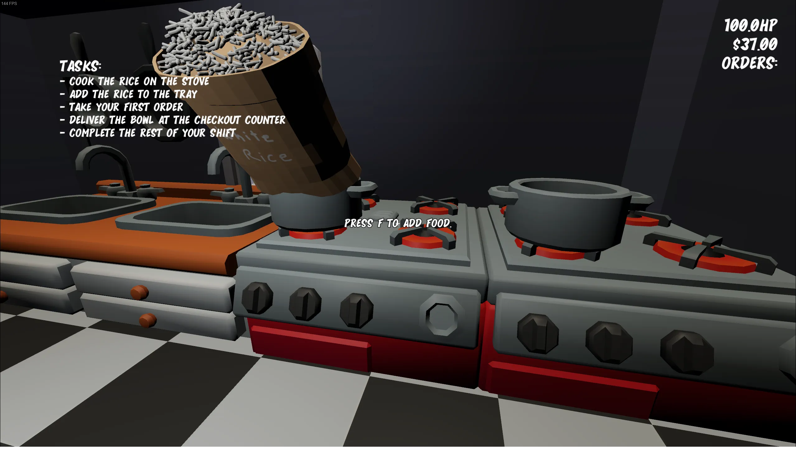 Adding rice to stove