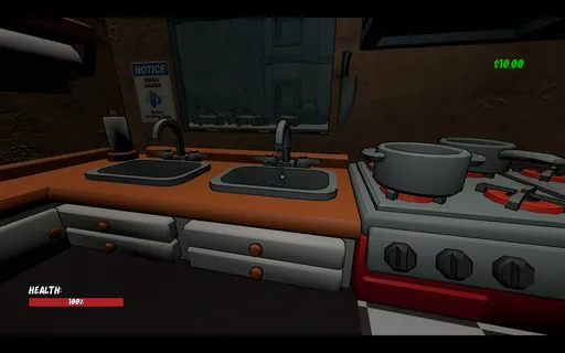 Screenshot of player washing hands